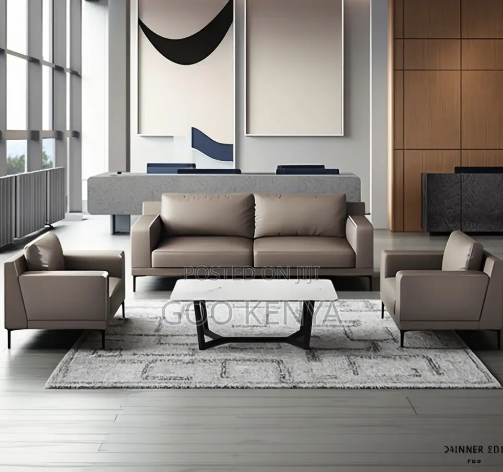 Office Sofa; Contemporary Visitor Sofa — Leather Upholstery for Office