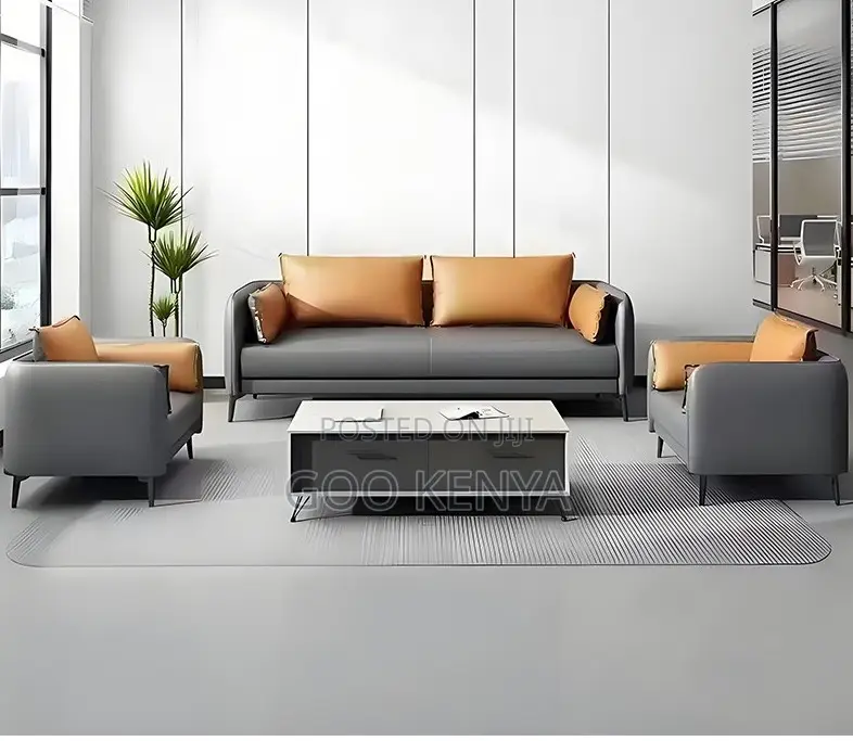 Office Sofa; Contemporary Visitor Sofa — Leather Upholstery for Office