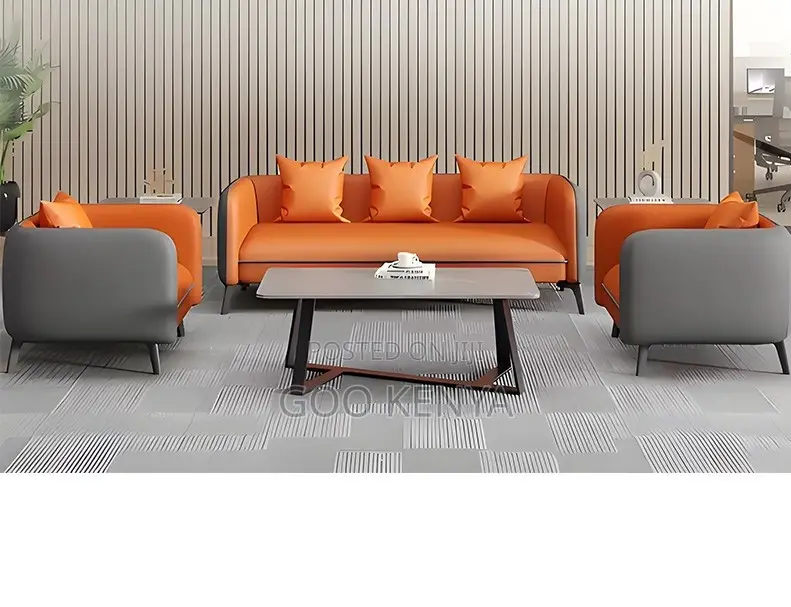 Office Sofa; Contemporary Visitor Sofa — Leather Upholstery for Office