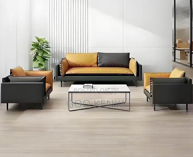 Office Sofa; Contemporary Visitor Sofa — Leather Upholstery for Office - thumbnail 6