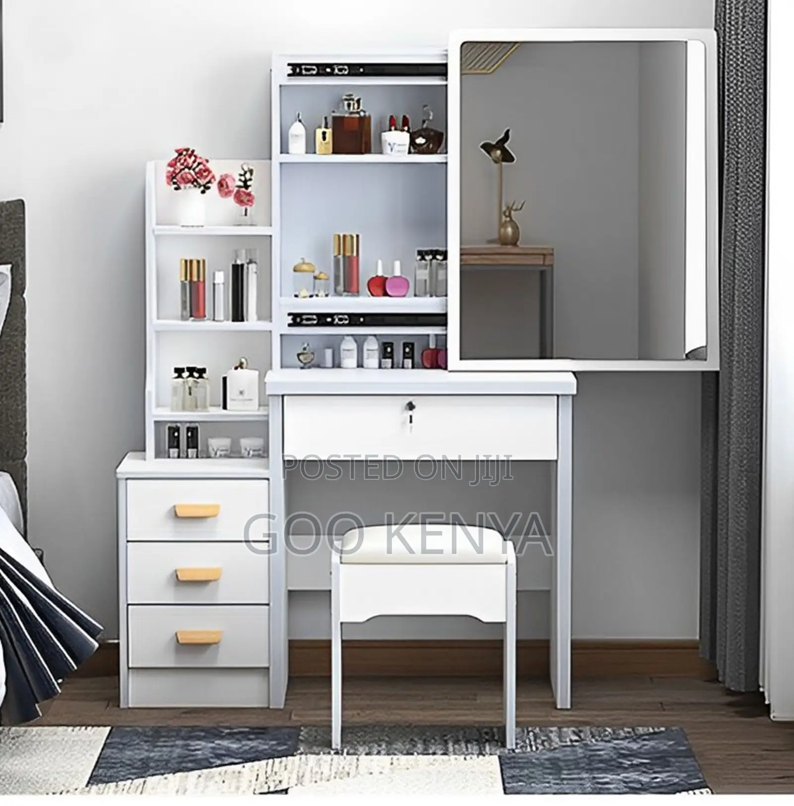 Home Dressing Mirror; Vanity Table Set — Adjustable Sliding Mirror