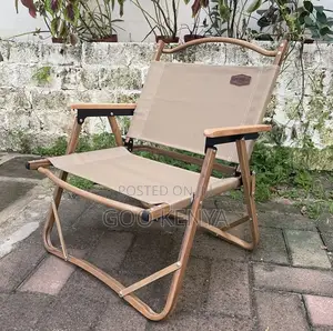 Home Chair; Beige Tan Outdoor Folding Chair With Durable Metal Frame