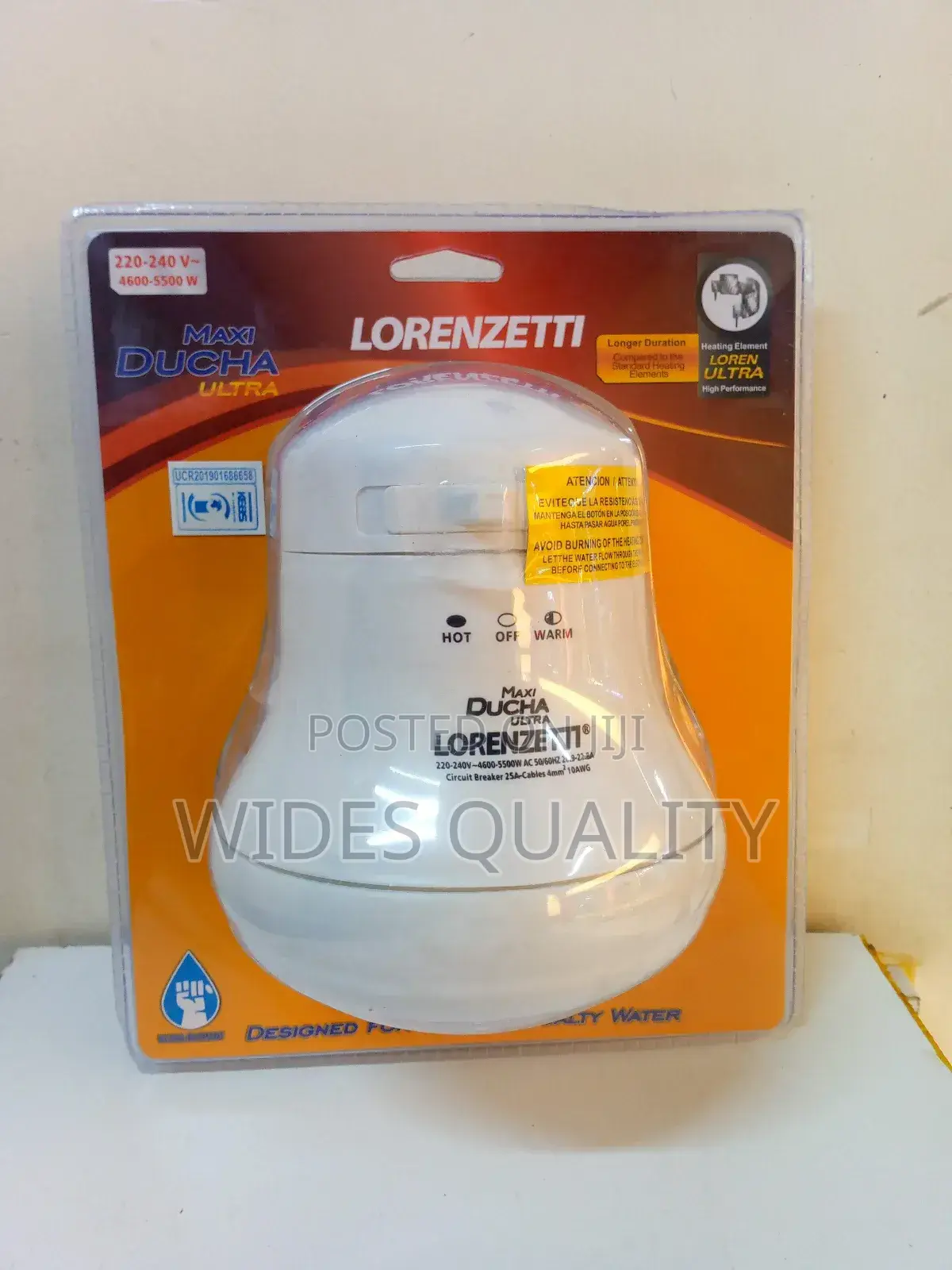 Lorenzetti Maxi Ducha Ultra Instant Shower Head.