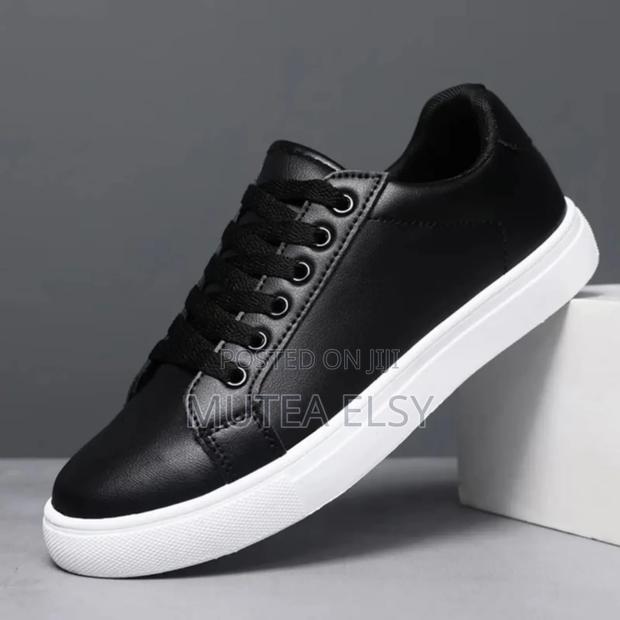 Black White Unique Laced Casual Sneakers - main view