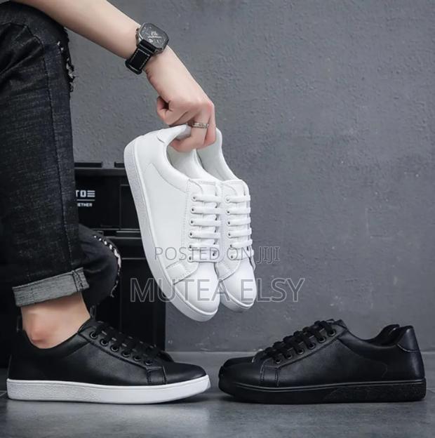 Black White Unique Laced Casual Sneakers - thumbnail 3