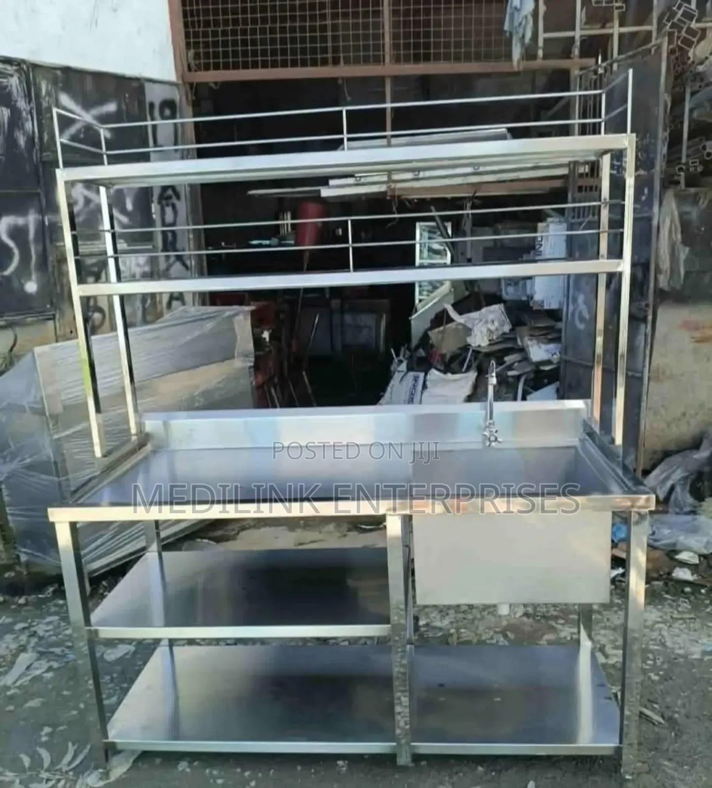 Stainless Steel Commercial Kitchen Storage and Working Area