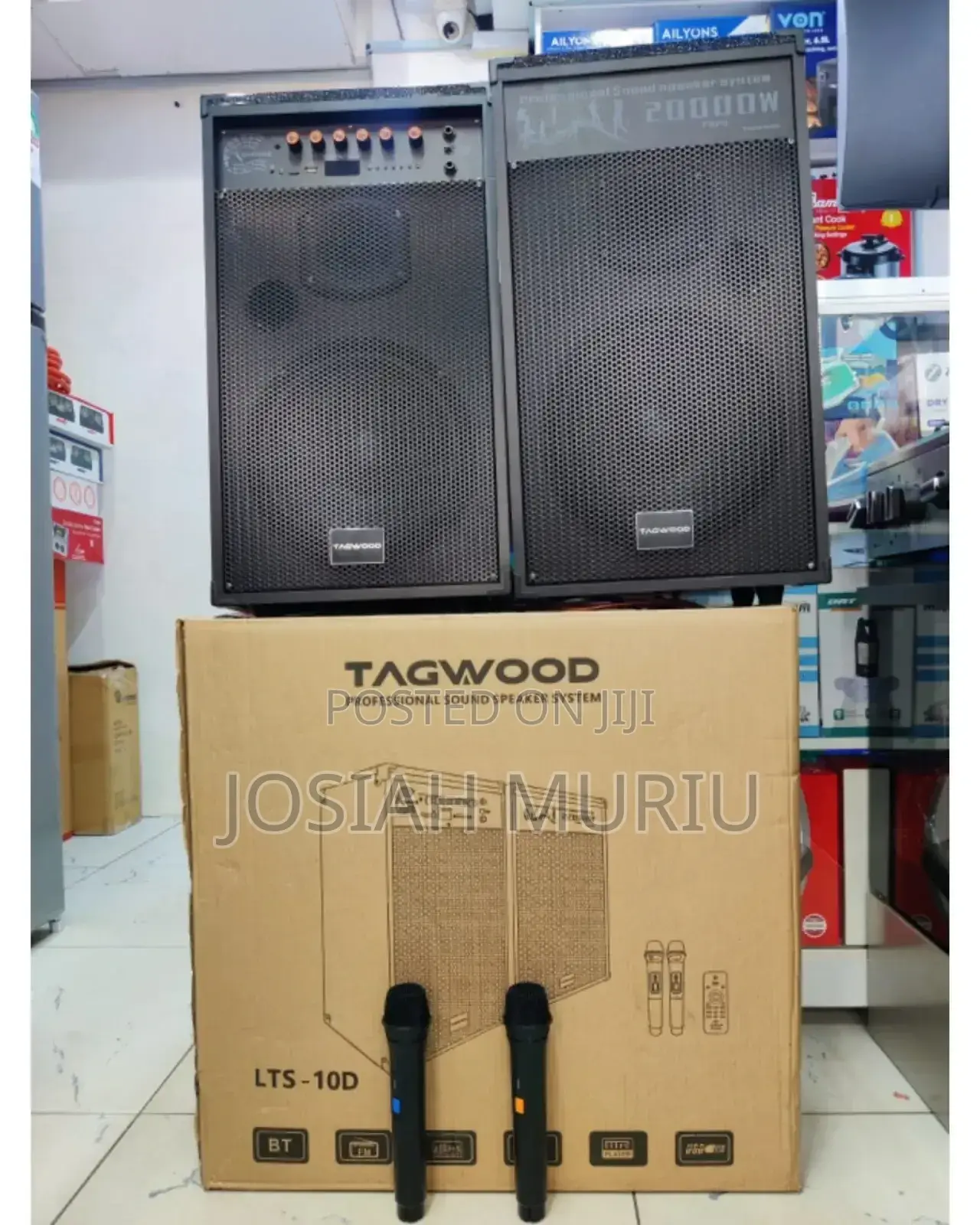 Tagwood 10d Professional Sound System – Pair Speakers + 2 Microphones