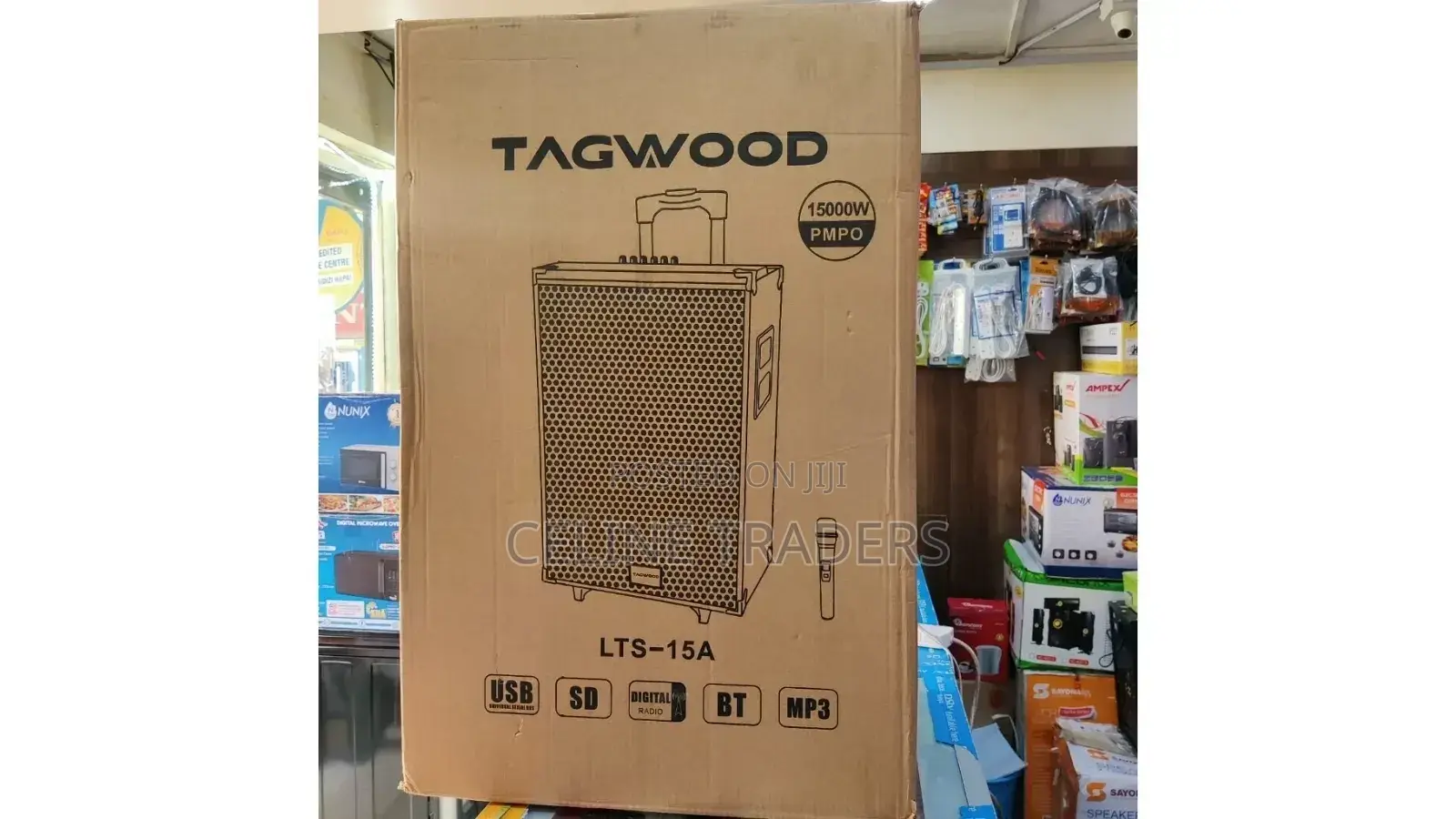 Tagwood 15" 15000w Trolley Speaker With Microphone – Heavy Bass
