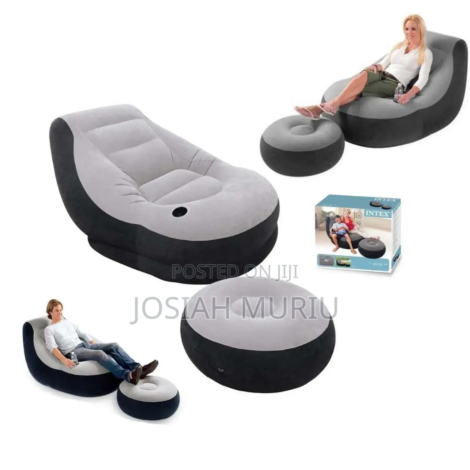 Relax Unwind: Inflatable Chair With Footrest + Pump(Big Size)