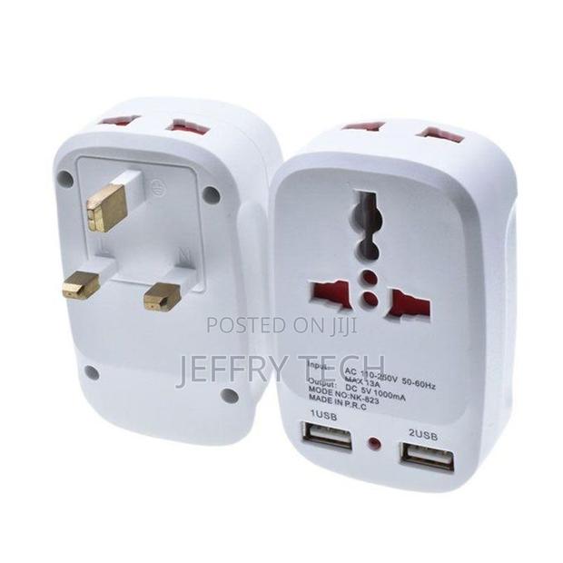 Universal Travel Plug Adapter – 2 Usb Ports, Worldwide Ac Power Ch