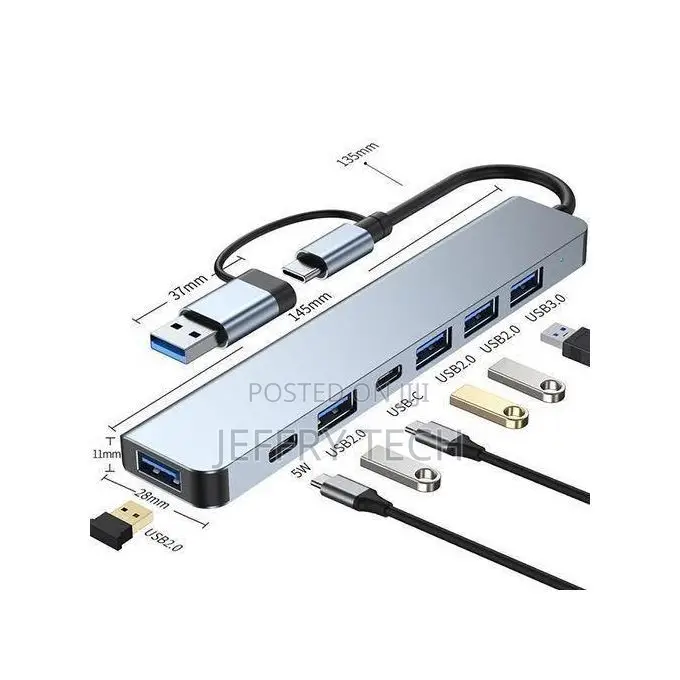 7 in 1 Multi Ports Usb Type C Hub Splitter Adapter Extension Dock