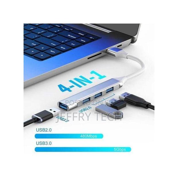 4 Port Usb 3.0 Hub High Speed Usb-C Type C Splitter 5gbps Computer Mac - thumbnail 2