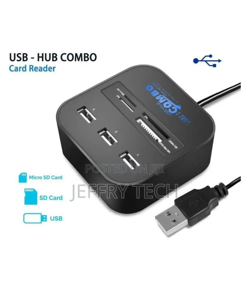 Ekraj 3 Port Usb Hub 2.0 With All in One Combo Card Reader
