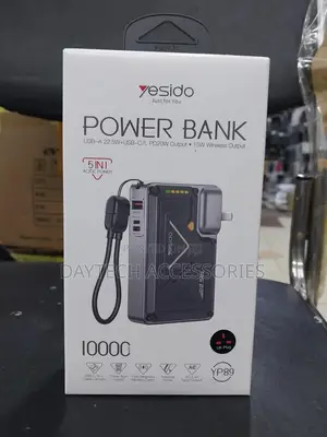 Yesido Ac+Dc Wireless Charging 10,000mah 22.5w Power Bank -Yp89