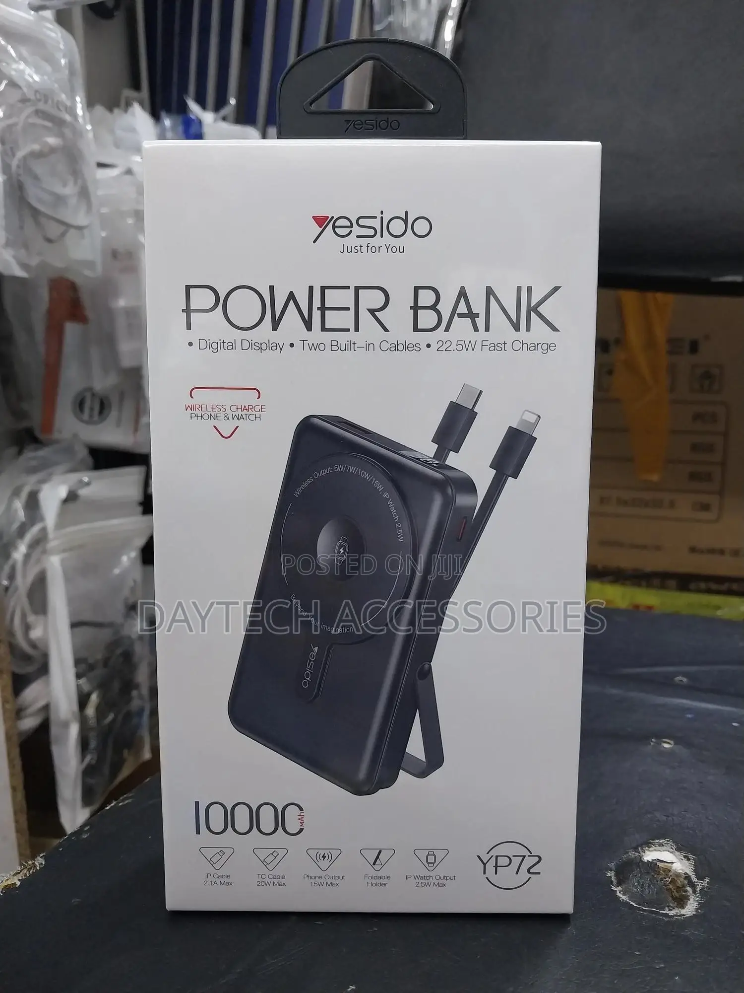 Yesido Yp72 10000mah Portable Power Bank With Kickstand and Type C.