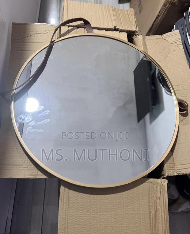 Round Hanging Mirror With Strap Decorative Wall Mirror 60cm* - thumbnail 6