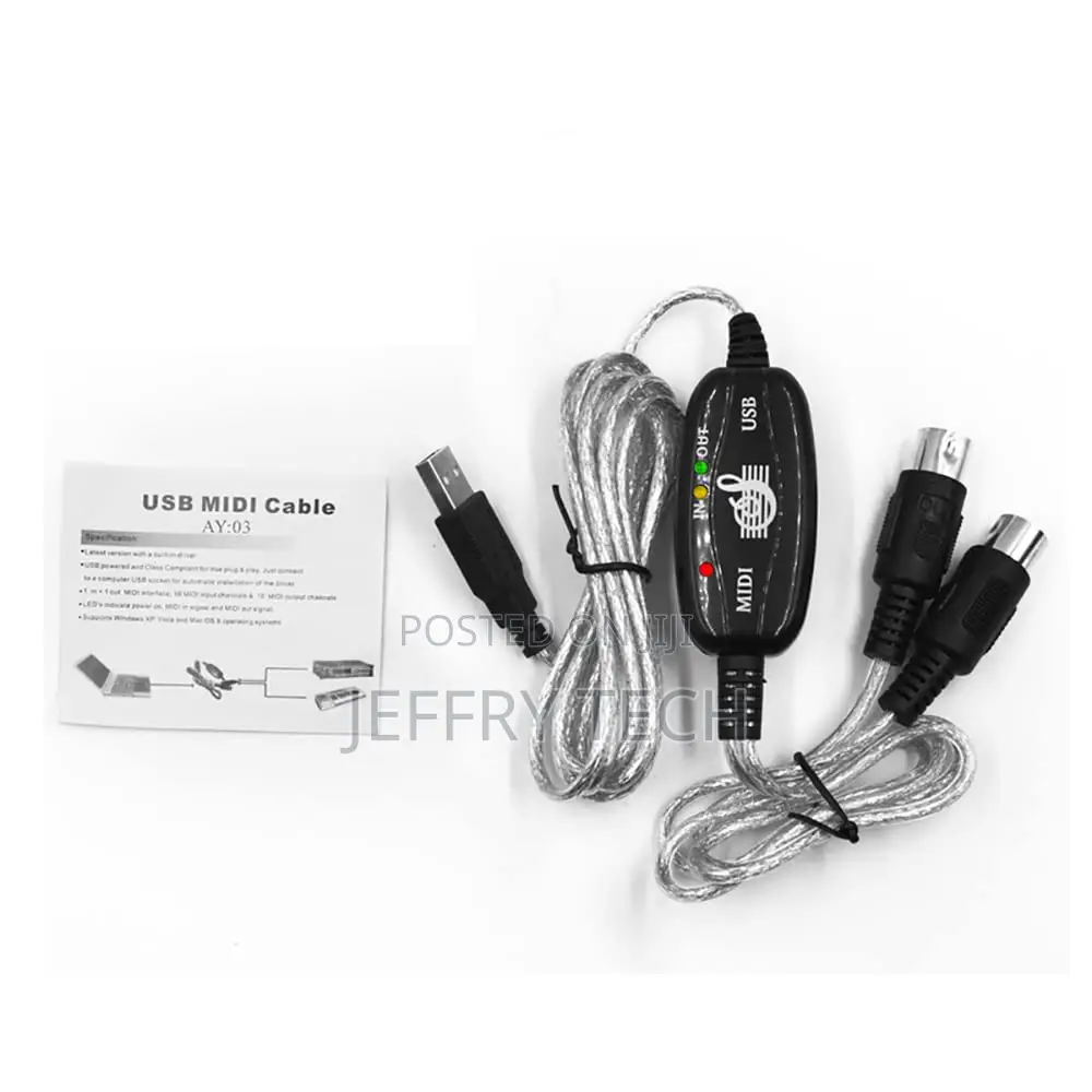 Midi to Usb Cable Adapter, Usb to Midi Cable 2 in 1 Keyboard Synthesi