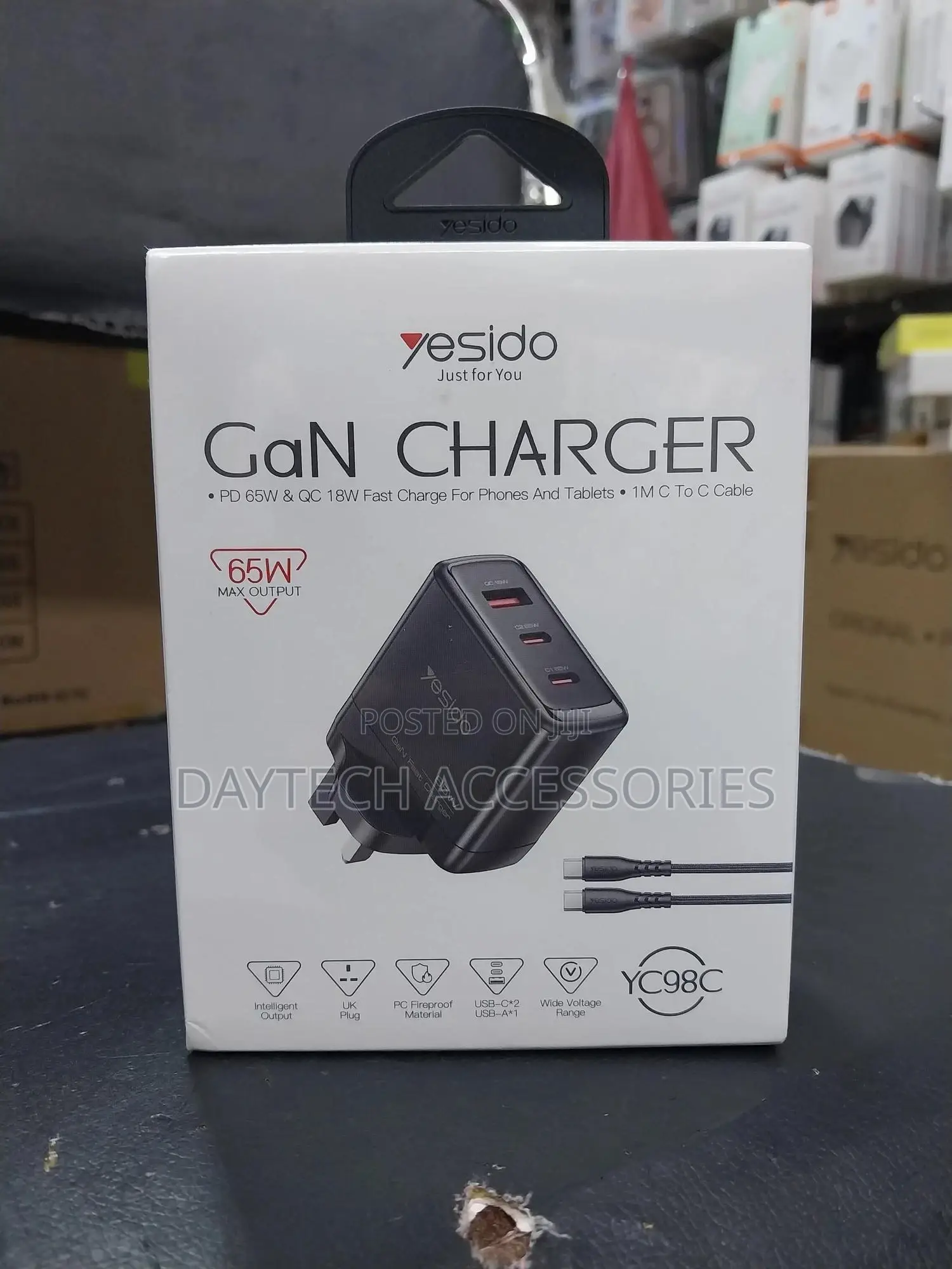 Yesido Yc98c – 65w Gan Fast Charging Wall Charger (With Cable)