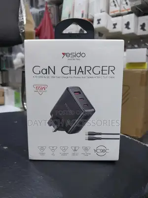 Yesido Yc98c – 65w Gan Fast Charging Wall Charger (With Cable)