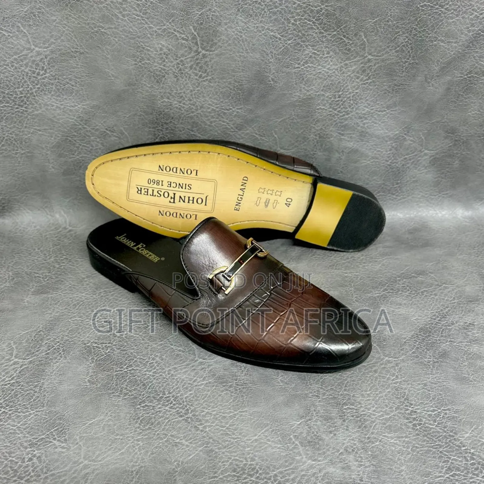 John Foster Leather Double Buckle Monk Strap Mules.