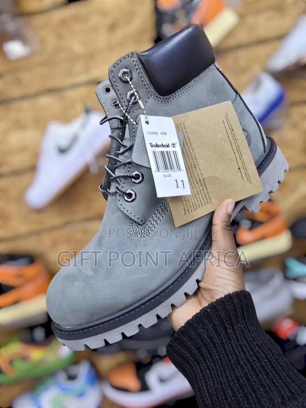 Grey Leather Timberland Boots - main view