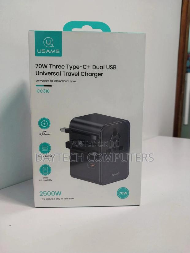Usams 70w Three Type-C and Dual Usb-a Ports Universal Travel Charger.