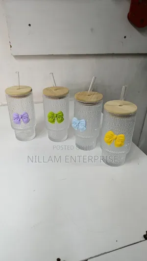 *475ml Glass Cuptumbler With Straw and Lid*
