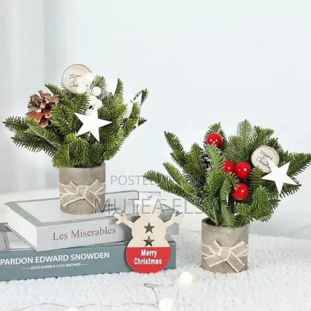 Black White Checked Pine Branches Christmas Flower Decor Xmas Tree - main view