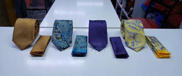 Yellow,Teal Blue Gold Tea Drop Executive Tie Sets - main view