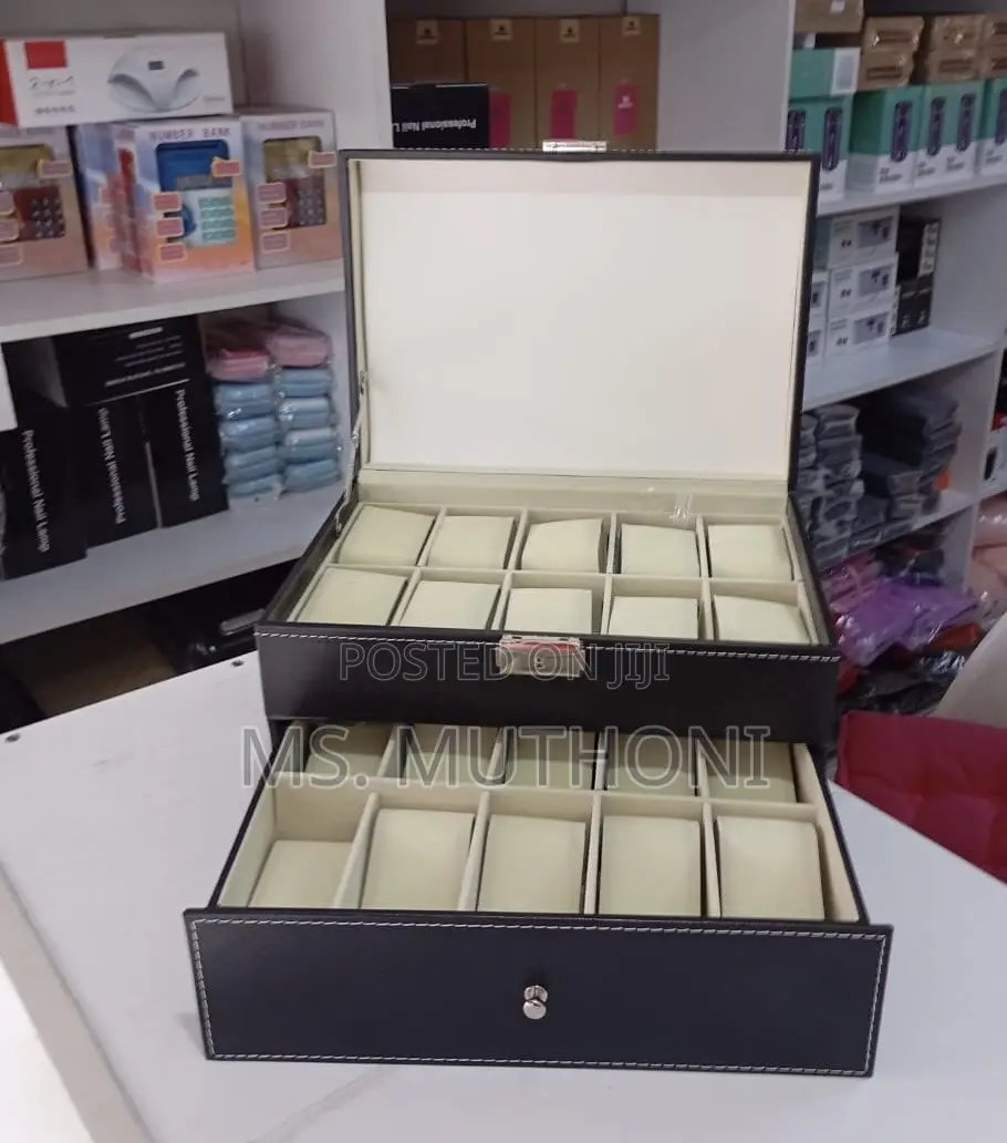 Two-Tiered Twenty (20 ) Slots Leather Watch Organizer*