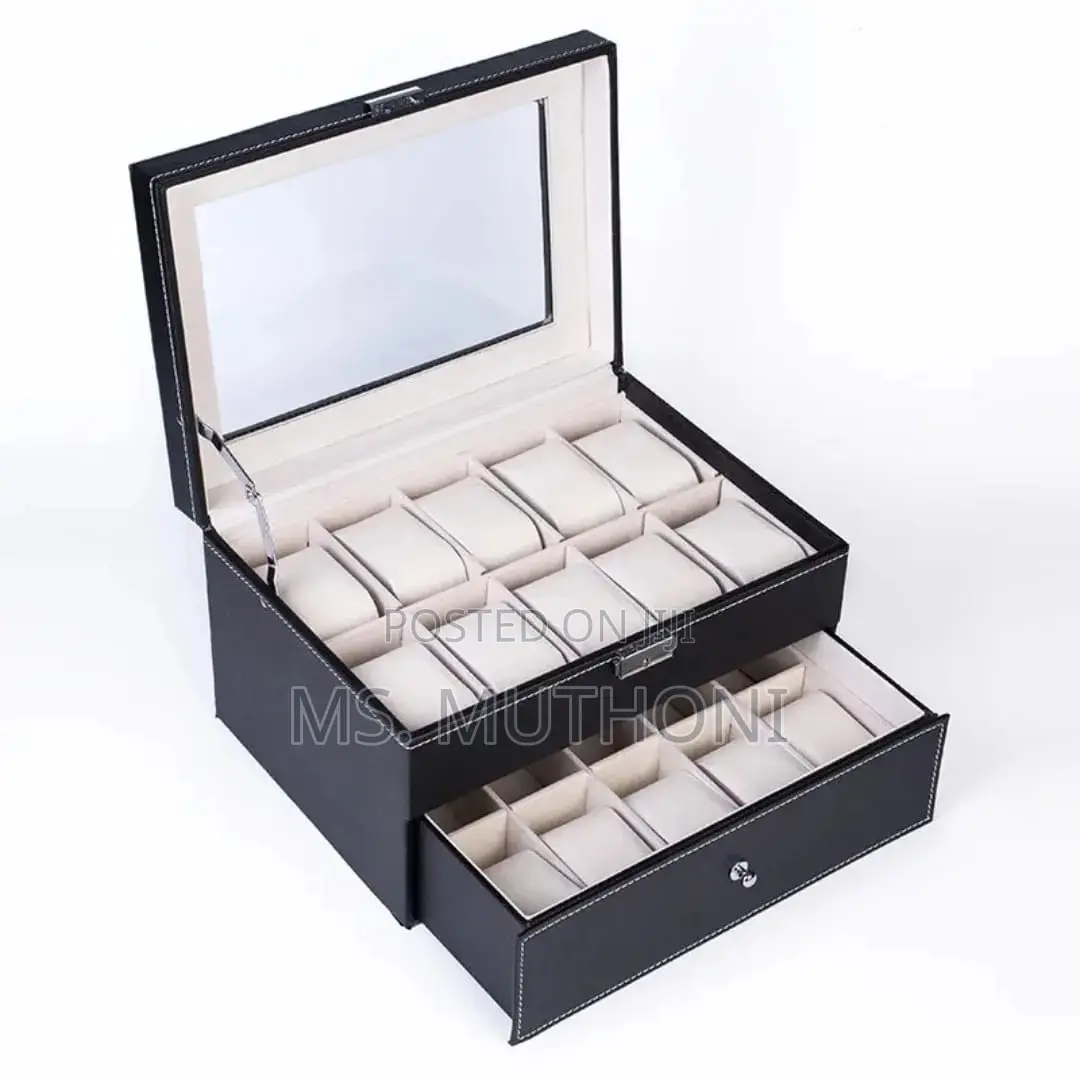 Two-Tiered Twenty (20 ) Slots Leather Watch Organizer*