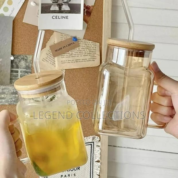 620 Ml Quality Borosilicate Glass Cup With Handle and Bamboo Lid - main view
