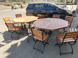 Wooden Metallic Garden Tables of Six Chairs
