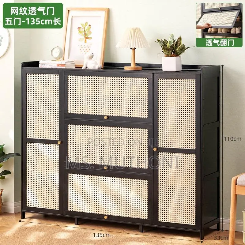 Diy 26 Pairs Reticulated Bamboo Shoe Cabinet