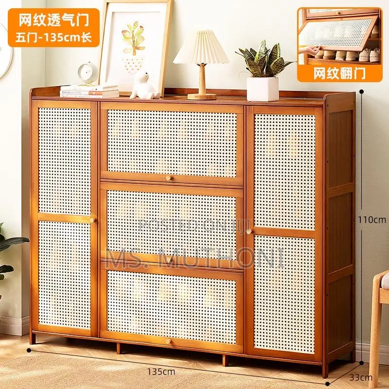 Diy 26 Pairs Reticulated Bamboo Shoe Cabinet