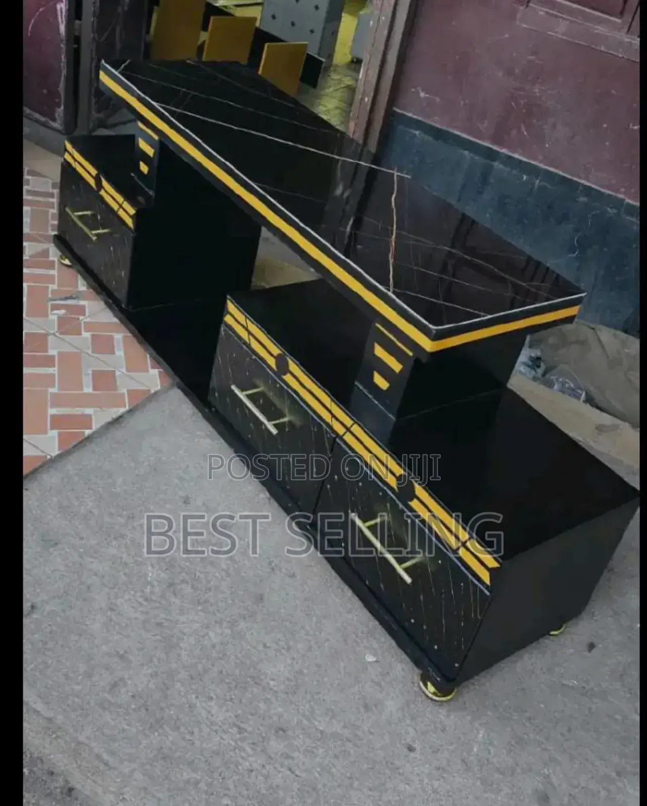 Black/Goldish Color Tv Stand