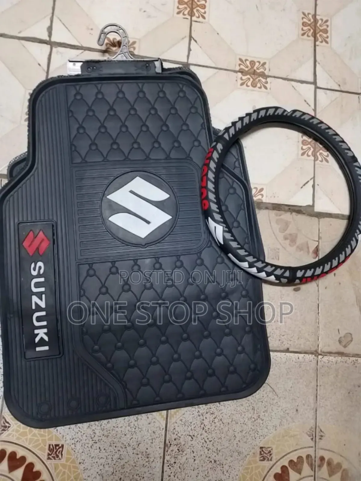 2in1 Combo Suzuki Logo Branded Mats With Steering Cover