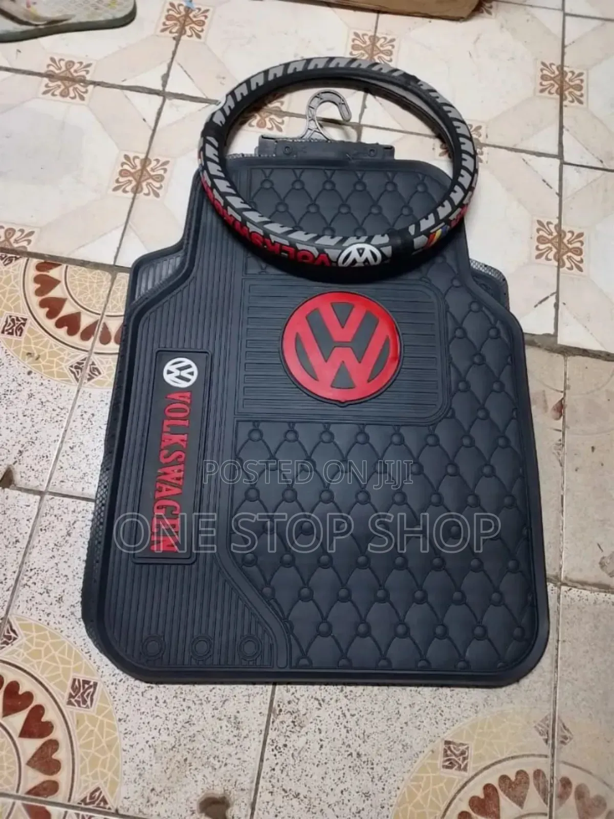 2in1 Combo Volkswagen Logo Branded Waterproof Mats +Steering Cover