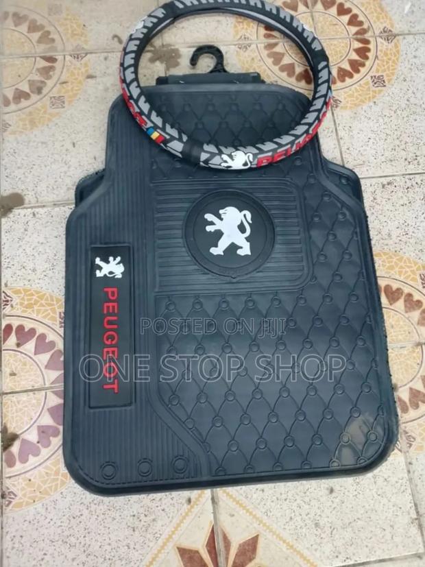 2in1 Combo Peugeot Logo Branded Waterproof Mats+ Steering Wheel Cover