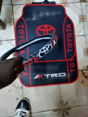 2in1 Combo Toyota Branded Logo Car Floor Mats+Steering Wheel Cover