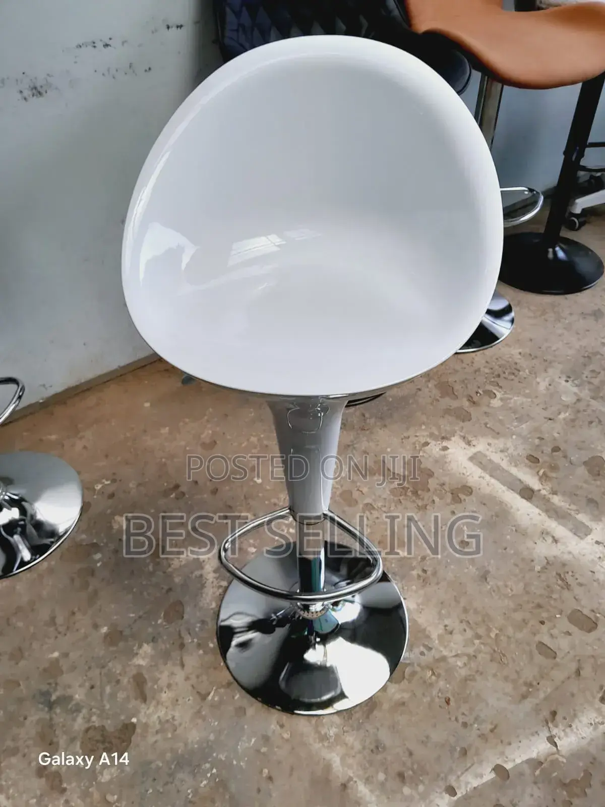 White Adjustable Barstool