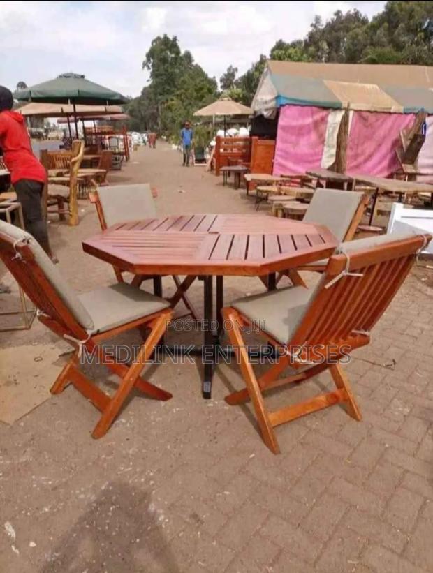 Wooden Metallic Foldable Chairs Outdoor Set