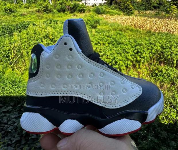 Black,White,Cream Grey Jordan 14 Kids Sneakers - thumbnail 3