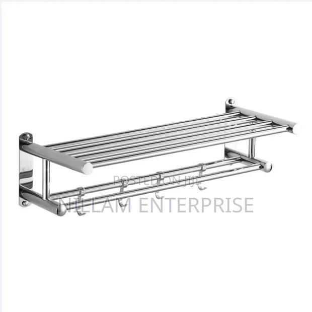 Bathroom Wall Mounted Towel Rack Accessory With Hooks* - thumbnail 3