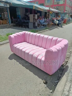 Baby Pink Fancy Sofa, 3 Seater With Pillows 