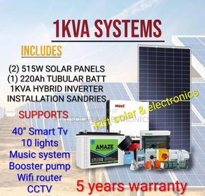 1kva Off-Grid Solar System - 220ah Tubular Battery - (2)515w Solar Kit - main view