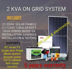 2kva Off-Grid Solar System - (2)550w Solar Panels - 220ah Wet Battery - main view