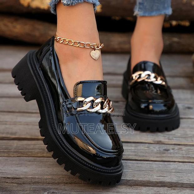 Black Ladies Wet Look Broques - main view