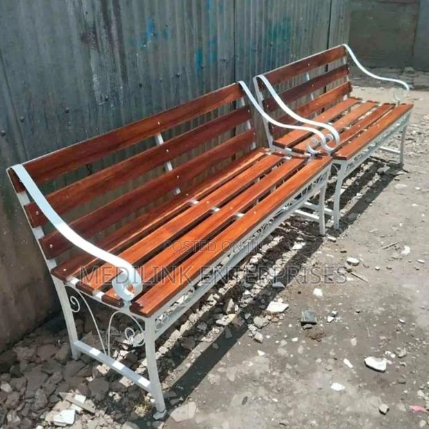 Mahogany Metallic Garden Benches - main view