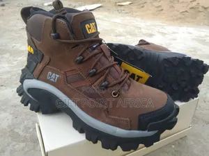 A Brown Caterpillar (Cat) Hiking Or Sports Boots.